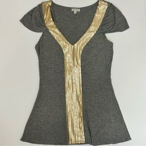 Boston Proper Gold Sequin Tee Size XS